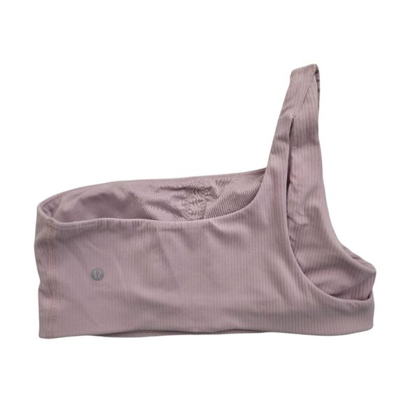 Lululemon Ribbed Nulu Pink Asymmetrical Yoga Light Support, A/B Cup Bra Sz 10 - Picture 2 of 6